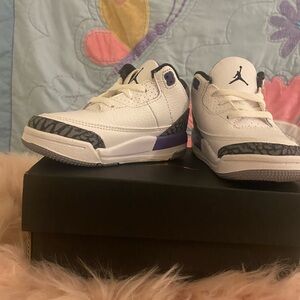 Air Jordan White and Purple Sneakers